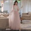Chic / Beautiful Grey Pearl Lace Flower Bridesmaid Dresses 2021 A-Line / Princess Short Sleeve Backless Floor-Length / Long Bridesmaid Wedding Party Dresses
