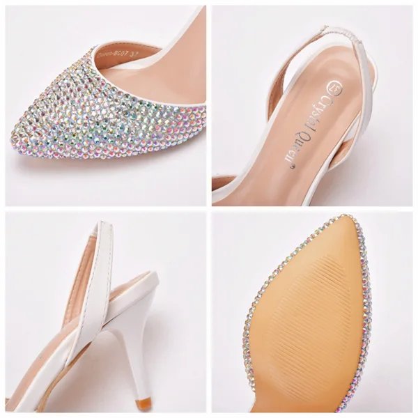 Sexy Multi-Colors Rhinestone Womens Sandals 2021 Evening Party 7 cm Stiletto Heels Pointed Toe Womens Sandals High Heels