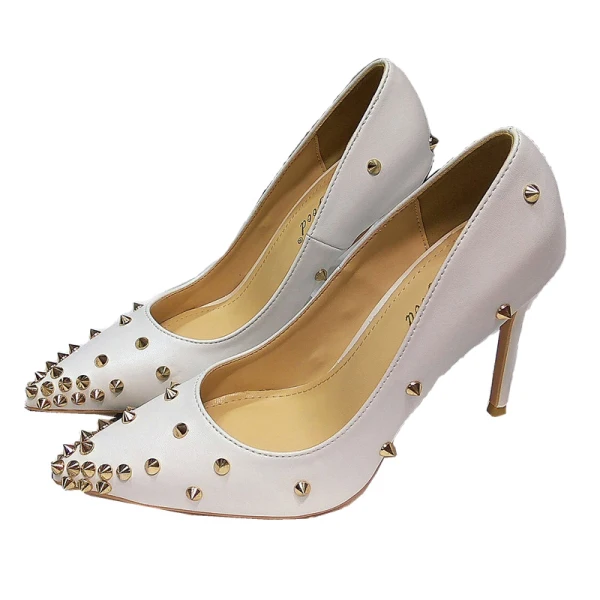 Charmant Rosa Abend Niet Pumps 2021 10 cm Stilettos Hochhackige Spitzschuh Pumps