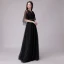 Chic / Belle Bleu Marine Robe De Soirée 2018 Princesse Glitter Métal Ceinture V-Cou Dos Nu 1/2 Manches Longue Robe De Ceremonie