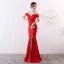 Chic / Belle Couleur Unie Ivoire Robe De Soirée 2019 Trompette / Sirène Bretelles Spaghetti Perlage Gland Sans Manches Dos Nu Fendue devant Longue Robe De Ceremonie