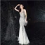 Modern / Fashion Silver Evening Dresses  2019 Trumpet / Mermaid V-Neck Sequins Sash Sleeveless Backless Floor-Length / Long Formal Dresses