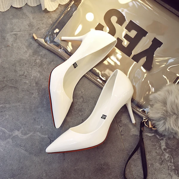Chic / Belle Ivoire Bureau Escarpins 2019 Cuir Verni 8 cm Talons Aiguilles À Bout Pointu Escarpins