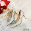 Charming Silver Lace Butterfly Wedding Shoes 2021 Leather Rhinestone 9 cm Stiletto Heels Pointed Toe Wedding Pumps High Heels