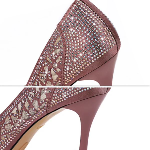 Charmant Doré Soirée Escarpins 2019 Faux Diamant 9 cm Talons Aiguilles À Bout Pointu Escarpins