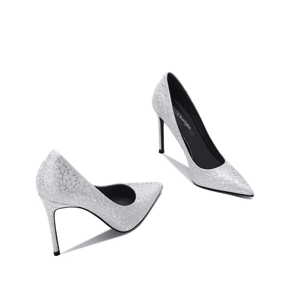 Charming Silver Evening Party Pumps 2020 Sequins 10 cm Stiletto Heels Pointed Toe Pumps