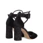 Charmant Bordeaux Soirée Sandales Femme 2019 Paillettes Daim Bride Cheville 8 cm Talons Épais À Bout Pointu Sandales