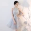 Chic / Beautiful Champagne Homecoming Graduation Dresses 2018 Ball Gown Appliques Lace Scoop Neck Strapless Sleeveless Short Formal Dresses