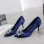 Fashion Ocean Blue Evening Party Pumps 2020 Satin Rhinestone 9 cm Stiletto Heels Pointed Toe Pumps