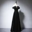 Elegant Black Evening Dresses  2020 A-Line / Princess Scoop Neck Beading Short Sleeve Backless Floor-Length / Long Formal Dresses