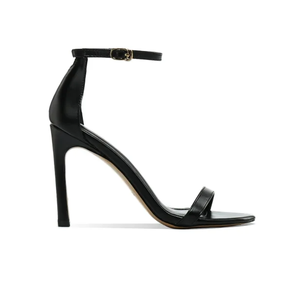 Enkla Svarta Casual Sandaler Dam 2020 Ankelband 10 cm Stilettklackar Peep Toe Högklackade
