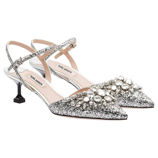 Sparkly Charming Purple Evening Party Crystal Womens Shoes 2020 Rhinestone Sequins 8 cm Stiletto Heels Pointed Toe Heels