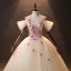 Charming Ball Gown Quinceañera Champagne Flower Prom Dresses 2024 Spaghetti Straps Floor-Length / Long Tulle Formal Dresses