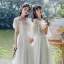 Élégant Gris Robe Demoiselle D'honneur 2021 Princesse Manches Courtes Dos Nu Appliques En Dentelle Fleur Longue Demoiselle D'honneur Robe Pour Mariage