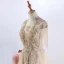 Luxe Élégant Beige Fait main Robe De Soirée 2020 Princesse U-Cou Perlage Gland Cristal Faux Diamant En Dentelle Fleur Sans Manches Dos Nu Train De Balayage Robe De Ceremonie