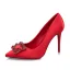 Prisvärd Röd Afton Pumps 2020 Rhinestone 10 cm Stilettklackar Spetsiga Pumps