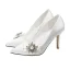 Elegancka Kość Słoniowa Buty Ślubne 2020 Satyna Perła Rhinestone Kokarda 9 cm Szpilki Szpiczaste Ślub Czółenka