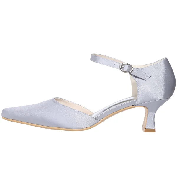 Chic / Beautiful Ivory Casual Womens Shoes 2020 Satin Ankle Strap 5 cm Stiletto Heels Pointed Toe Heels