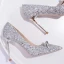 Błyszczące Szampan Buty Ślubne 2020 Kokarda Cekiny 10 cm Szpilki Szpiczaste Ślub Czółenka
