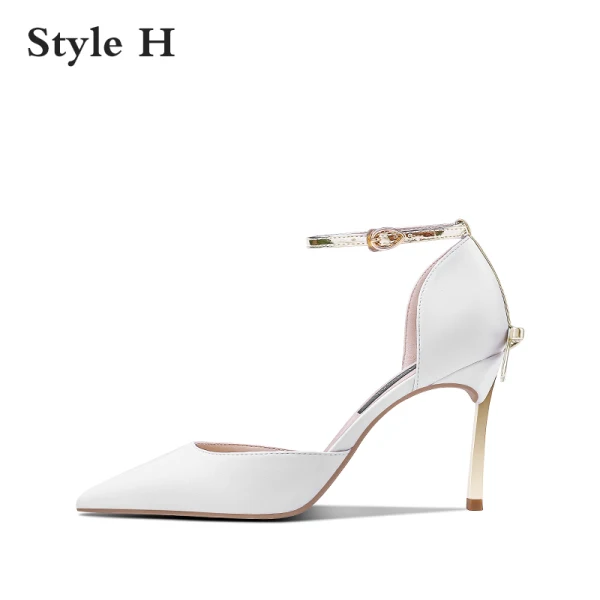 Fashion Nude Evening Party Womens Shoes 2020 Bow Ankle Strap 8 cm Stiletto Heels Pointed Toe Heels