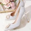 Charming Silver Lace Wedding Shoes 2020 Pearl Rhinestone 10 cm Stiletto Heels Pointed Toe Wedding Pumps