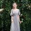 Simple Gris Robe Demoiselle D'honneur 2021 Princesse De l'épaule Manches Courtes Dos Nu Longue Robe Pour Mariage