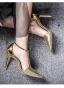 Chic / Beautiful Silver Evening Party Leather Womens Shoes 2020 Patent Leather T-Strap 10 cm Stiletto Heels Pointed Toe Heels