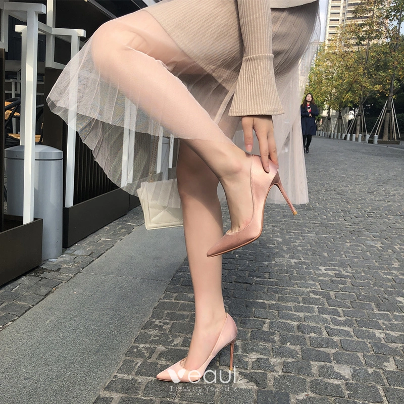 Nude satin heels best sale