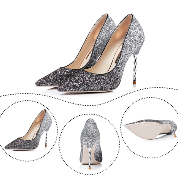 Sparkly Champagne Pumps 2018 Paljett Polyester 10 cm Stiletthæler Spisse Pumps