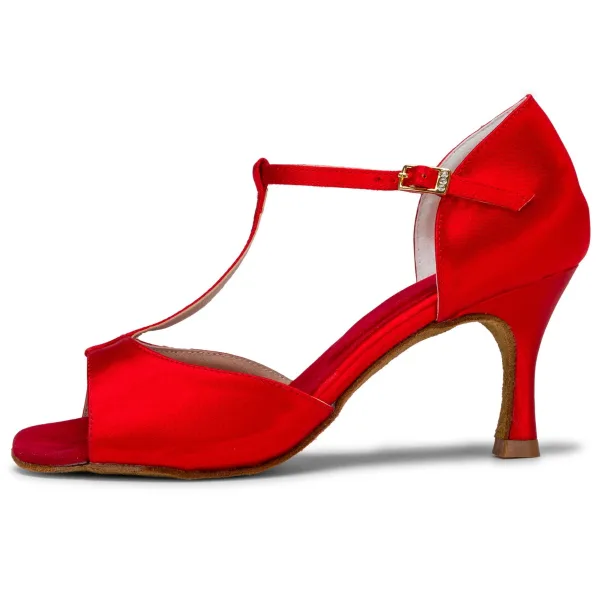 Chic / Beautiful White Prom Latin Dance Shoes 2021 T-Strap 7 cm Stiletto Heels Pointed Toe Womens Sandals High Heels