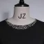Elegant Black Rhinestone Prom Dresses 2023 A-Line / Princess Scoop Neck Short Sleeve Floor-Length / Long Prom Formal Dresses