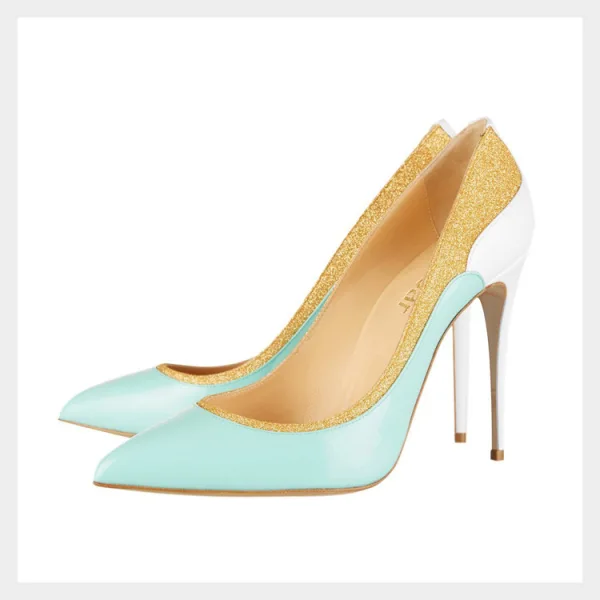 Fashion Two Tone Black Evening Party Pumps 2020 Sequins 10 cm Stiletto Heels Pointed Toe Pumps