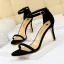 Sexy Black Street Wear Womens Sandals 2020 Ankle Strap 11 cm Stiletto Heels Open / Peep Toe Sandals