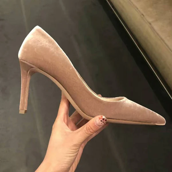 Modest / Simple Ink Blue Office OL Pumps 2020 Suede 6 cm Stiletto Heels Pointed Toe Pumps