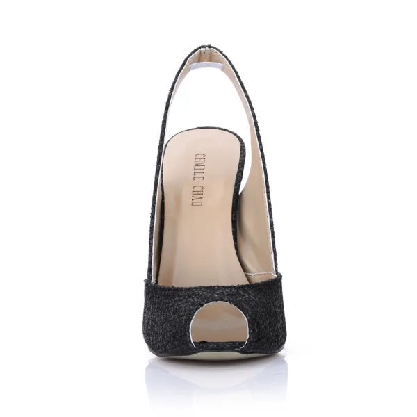Chic / Belle Argenté Paillettes Slingbacks Sandales Femme 2020 11 cm Talons Aiguilles Peep Toes / Bout Ouvert Sandales