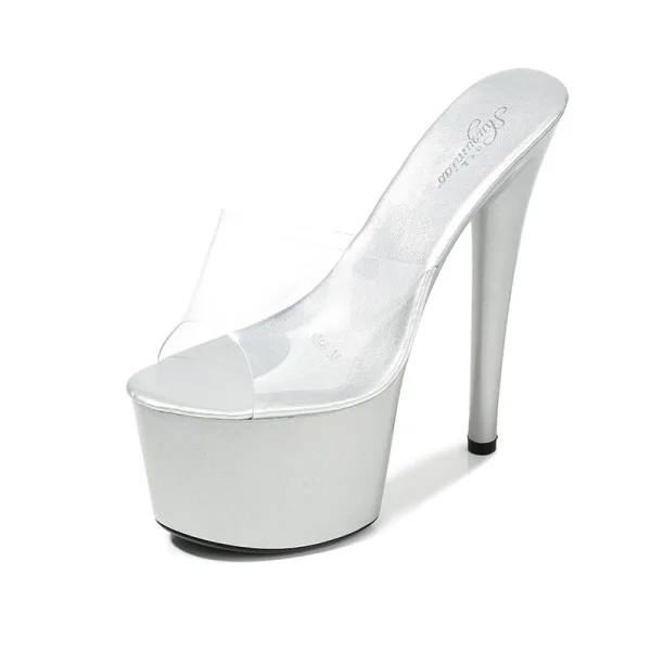 Transparent Blanche Club de carnaval Sandales Femme 2020 17 cm Talons Aiguilles Peep Toes / Bout Ouvert Sandales