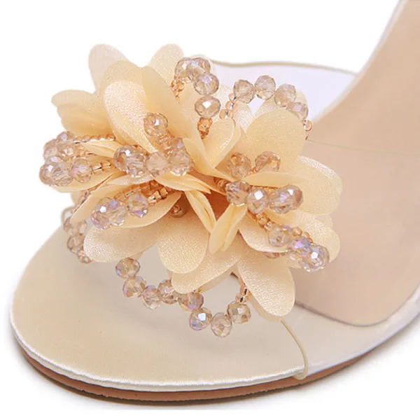 Fashion Black Street Wear Crystal Womens Sandals 2020 Appliques 8 cm Wedges Open / Peep Toe Sandals