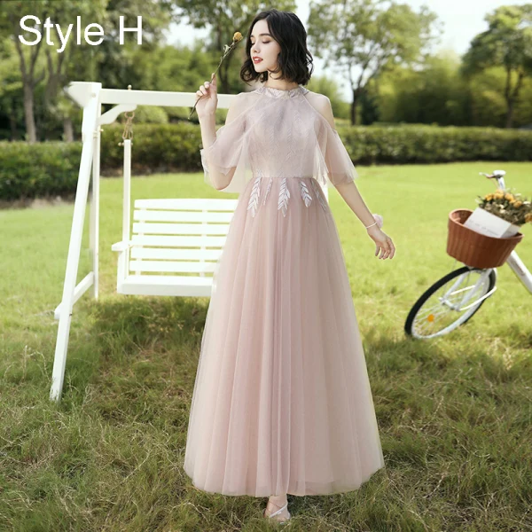 Modest / Simple Sage Green Embroidered Bridesmaid Dresses 2021 A-Line / Princess V-Neck Short Sleeve Backless Floor-Length / Long Wedding Party Dresses