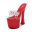Sexy Blanche Club de carnaval Été Cristal Sandales Femme 2020 Faux Diamant 17 cm Talons Épais Peep Toes / Bout Ouvert Sandales