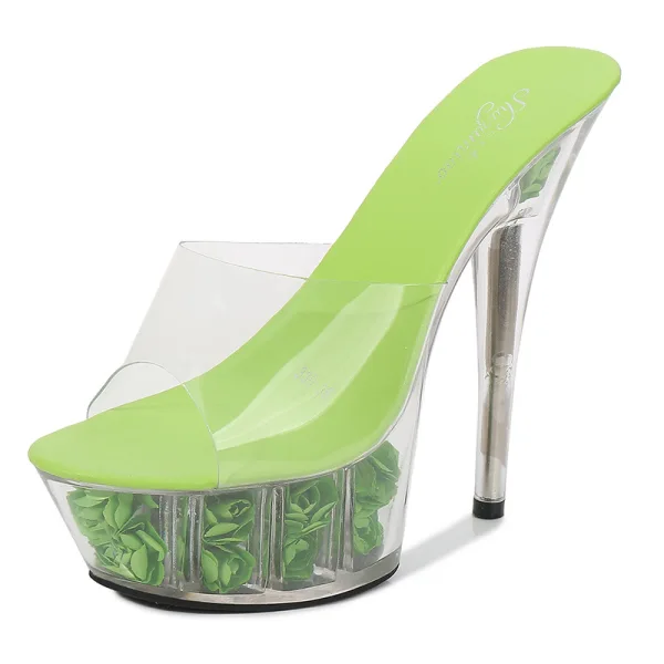 Transparent White Rave Club Womens Sandals 2020 14 cm Stiletto Heels Open / Peep Toe Sandals