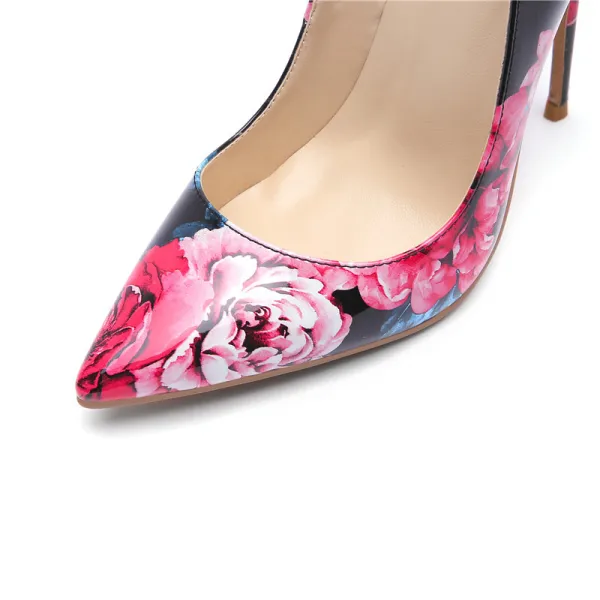 Fashion Multi-Colors Outdoor / Garden Floral Pumps 2020 Patent Leather 12 cm Stiletto Heels Pointed Toe Pumps