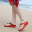Bohême Rouge Plage Pantoufle & Tongs 2020 Cristal Faux Diamant Plateforme Peep Toes / Bout Ouvert Plat Chaussures Femmes