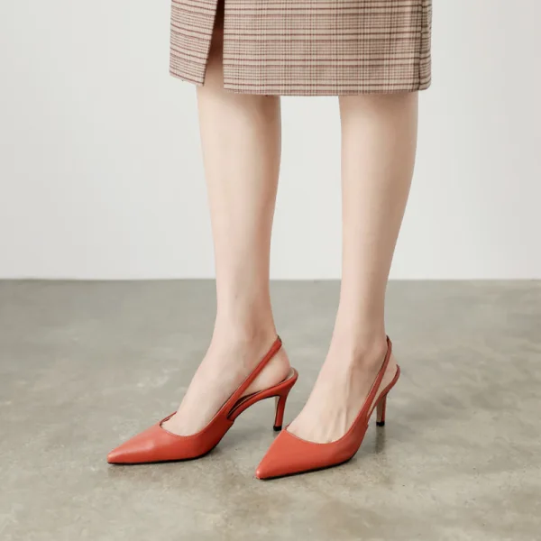 Simple Noire Bureau OL Slingbacks Sandales Femme 2020 10 cm Talons Aiguilles À Bout Pointu Sandales