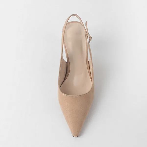 Schlicht Königliches Blau Büro OL Slingpumps Sandalen Damen 2020 Wildleder 10 cm Stilettos Spitzschuh Sandaletten