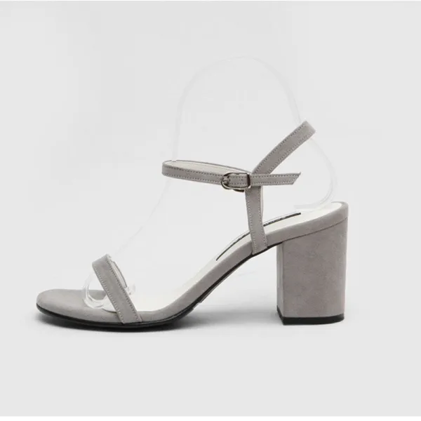 Schlicht Grün Büro OL Wildleder Sandalen Damen 2020 8 cm Thick Heels Peeptoes Sandaletten