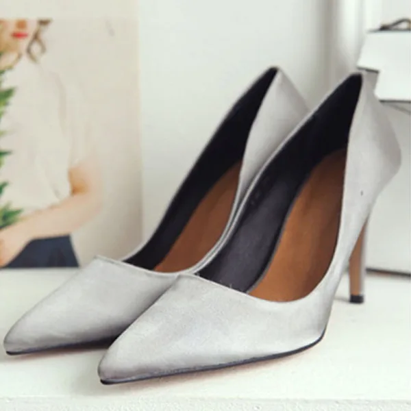 Simple Noire Demoiselle D'honneur Escarpins 2020 Satin 10 cm Talons Aiguilles À Bout Pointu Escarpins