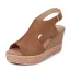 Proste / Simple Brązowy Lato Plaża Sandały Damskie 2020 8 cm Na Koturnie Peep Toe Sandały