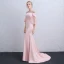 Vintage / Originale Rose Bonbon Transparentes Robe De Soirée 2018 Trompette / Sirène Col Haut 3/4 Manches Perlage Tribunal Train Volants Dos Nu Robe De Ceremonie