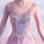 Elegante Candy Roze Doorzichtige Avondjurken 2018 A lijn Ronde Hals Mouwloos Appliques Kant Kralen Watteau Train Ruche Ruglooze Gelegenheid Jurken