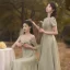 Modest / Simple Sage Green Bridesmaid Dresses 2021 A-Line / Princess Off-The-Shoulder Short Sleeve Backless Floor-Length / Long Wedding Party Dresses